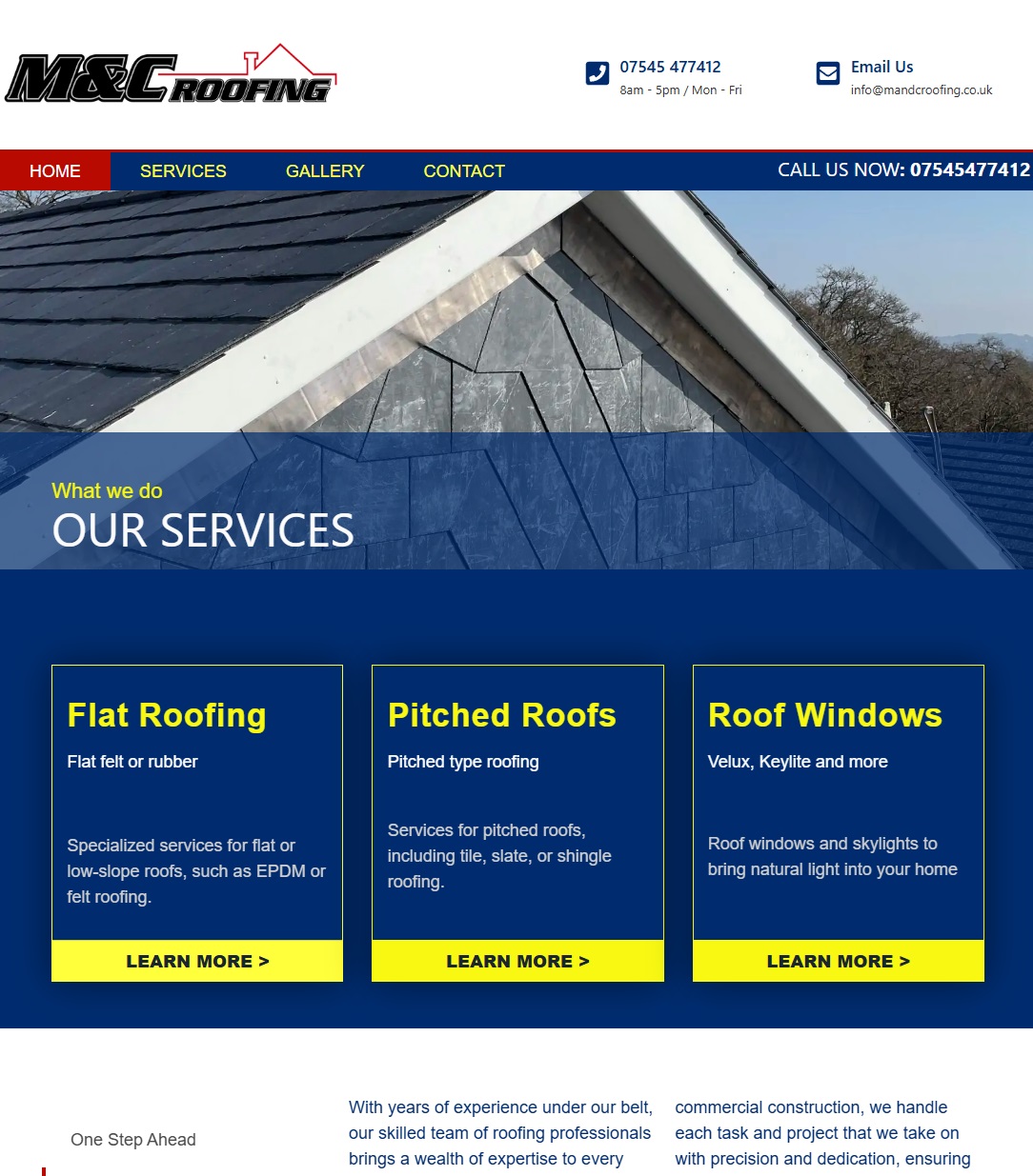 Screenshot of the M&C Roofing Brixham website